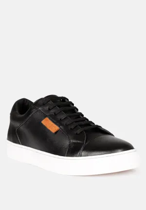 ASHFORD Black Fine Leather Handcrafted Sneakers