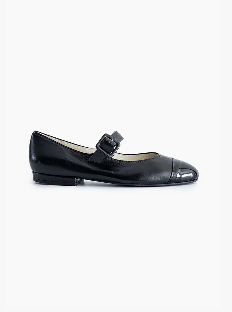 Audrey black with patent toe