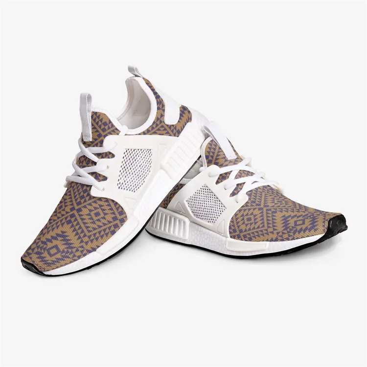 Aztec Gold and Blue pattern Unisex Lightweight Sneaker