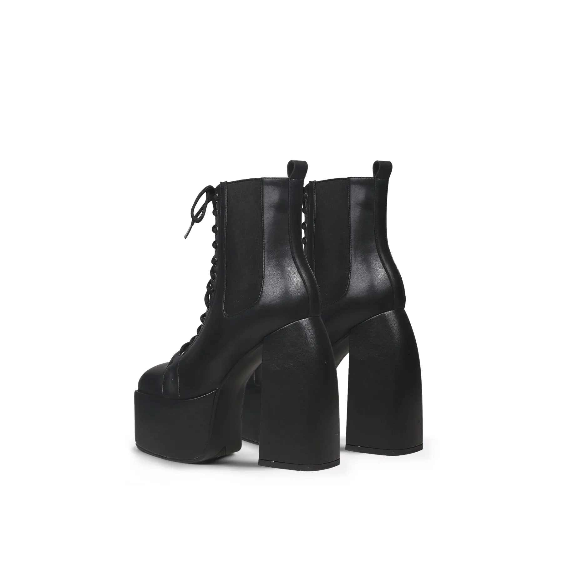 Black Lace-Up Thick Heel Platform Boots