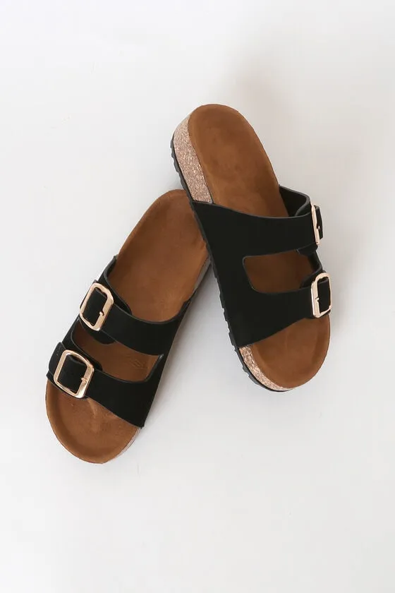 Buckled Slide Sandals