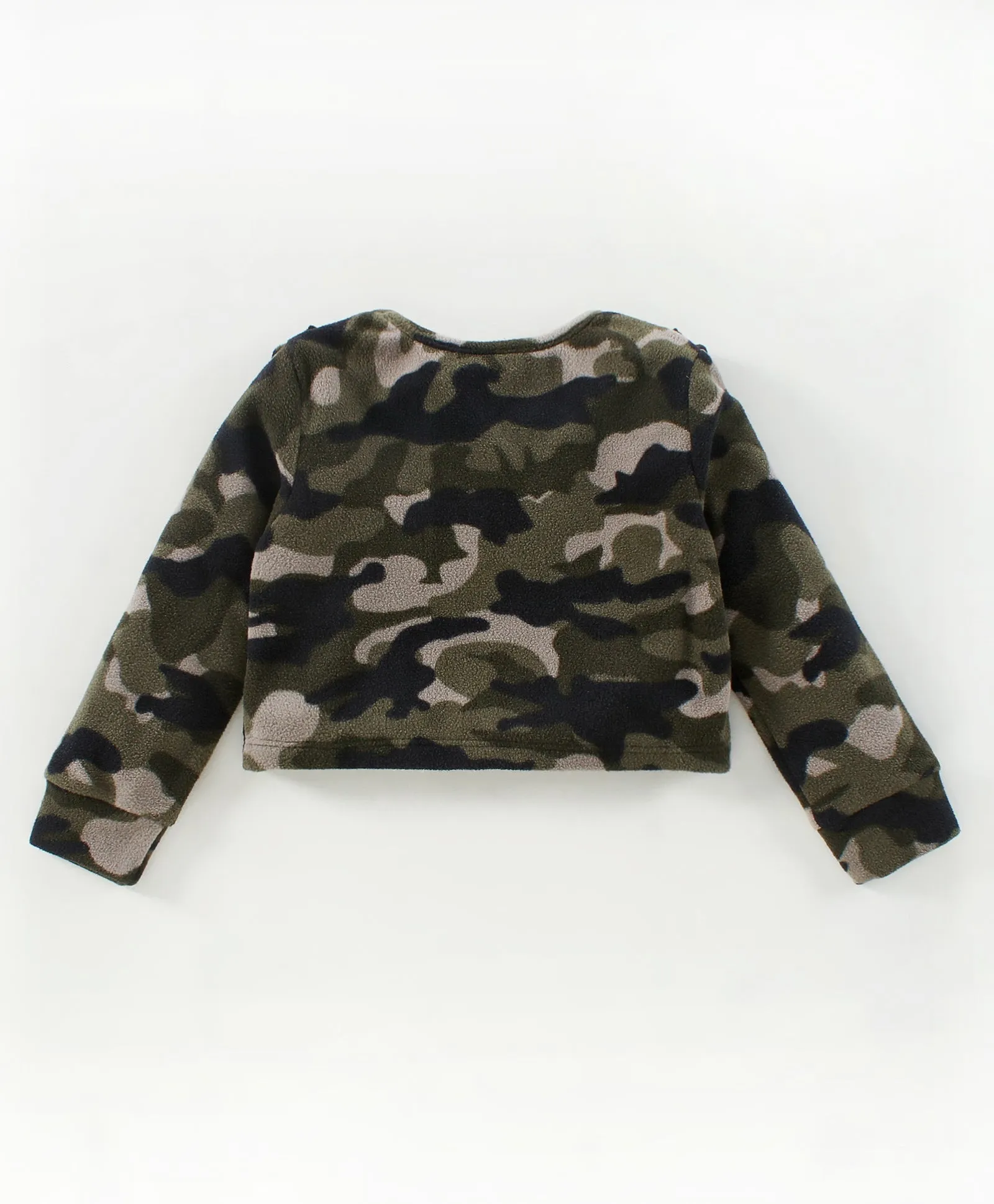 Camouflage with Frill Polar Fleece Top Skirt Set