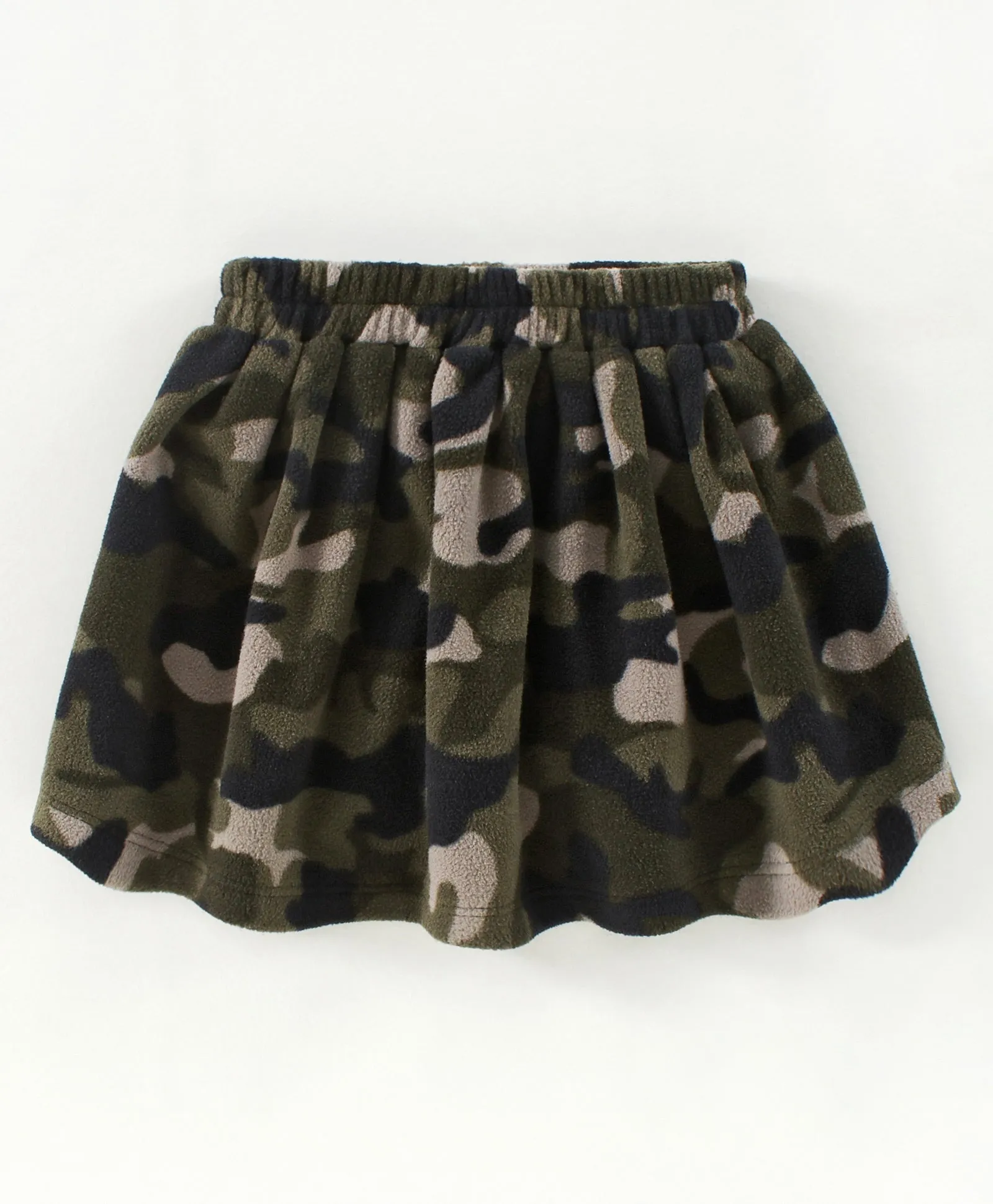 Camouflage with Frill Polar Fleece Top Skirt Set