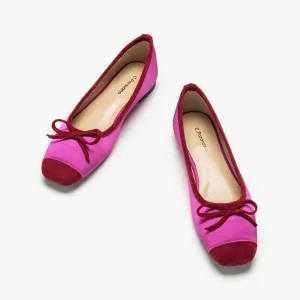 Cap-Toe Silk Ballet Flats (Elena) Hot Pink