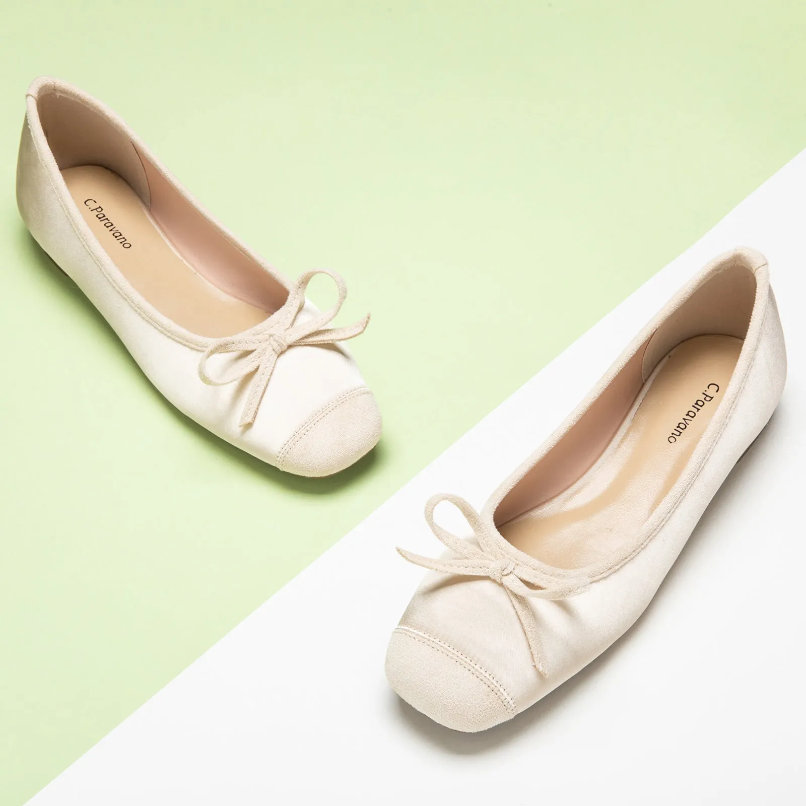 Cap-Toe Silk Ballet Flats (Elena) Lovry