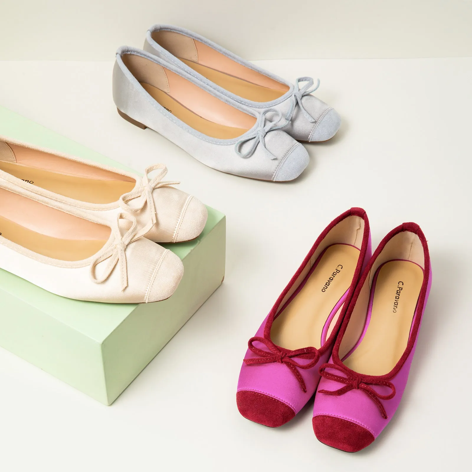 Cap-Toe Silk Ballet Flats (Elena) Lovry