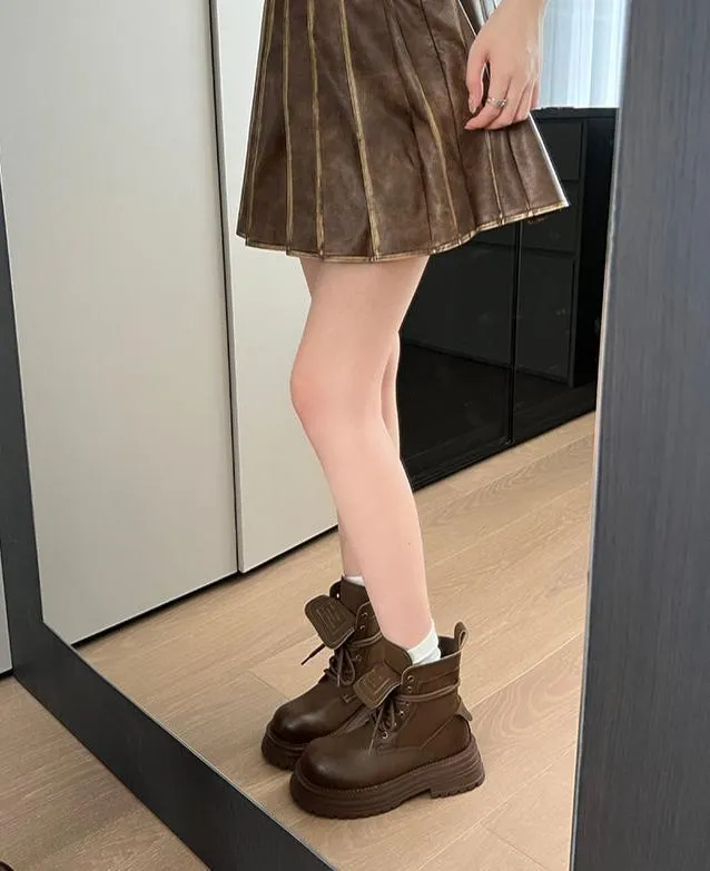 Dezirae Leather Combat Boots