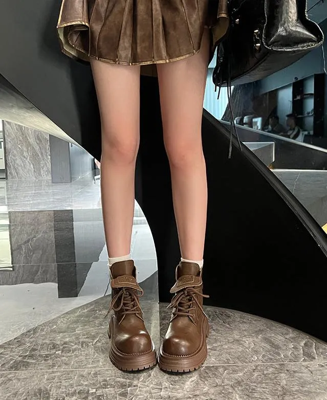 Dezirae Leather Combat Boots