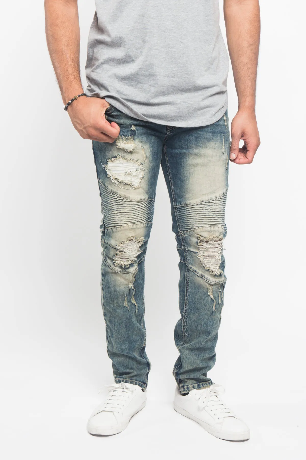 Distressed Scrunched Skinny Jeans