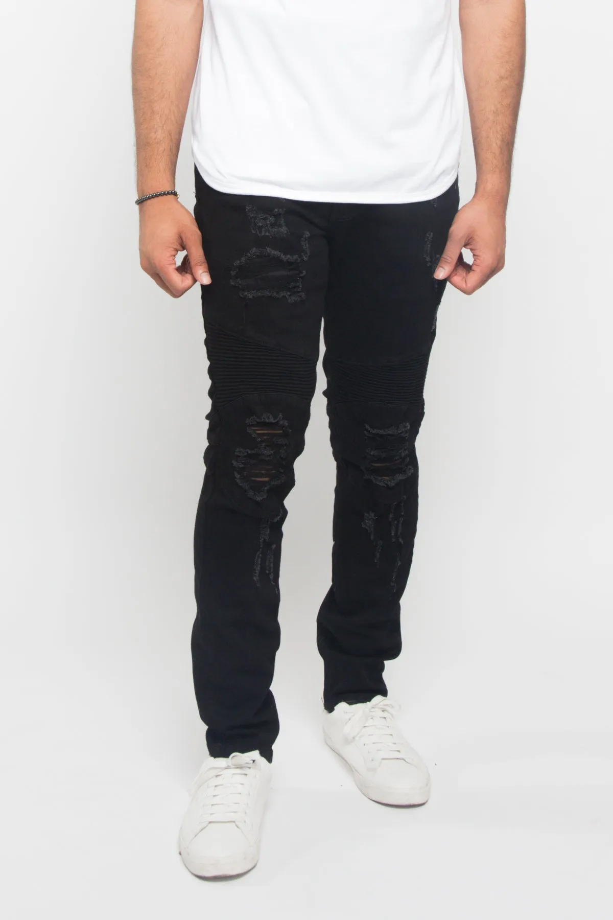 Distressed Scrunched Skinny Jeans