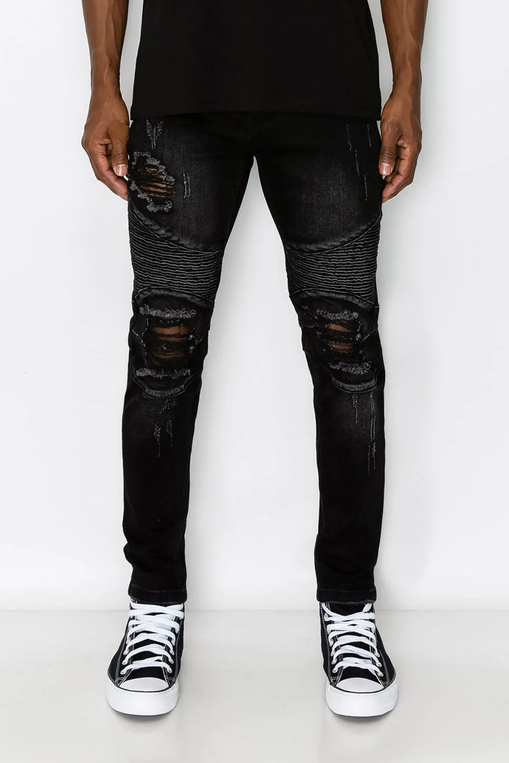 Distressed Scrunched Skinny Jeans