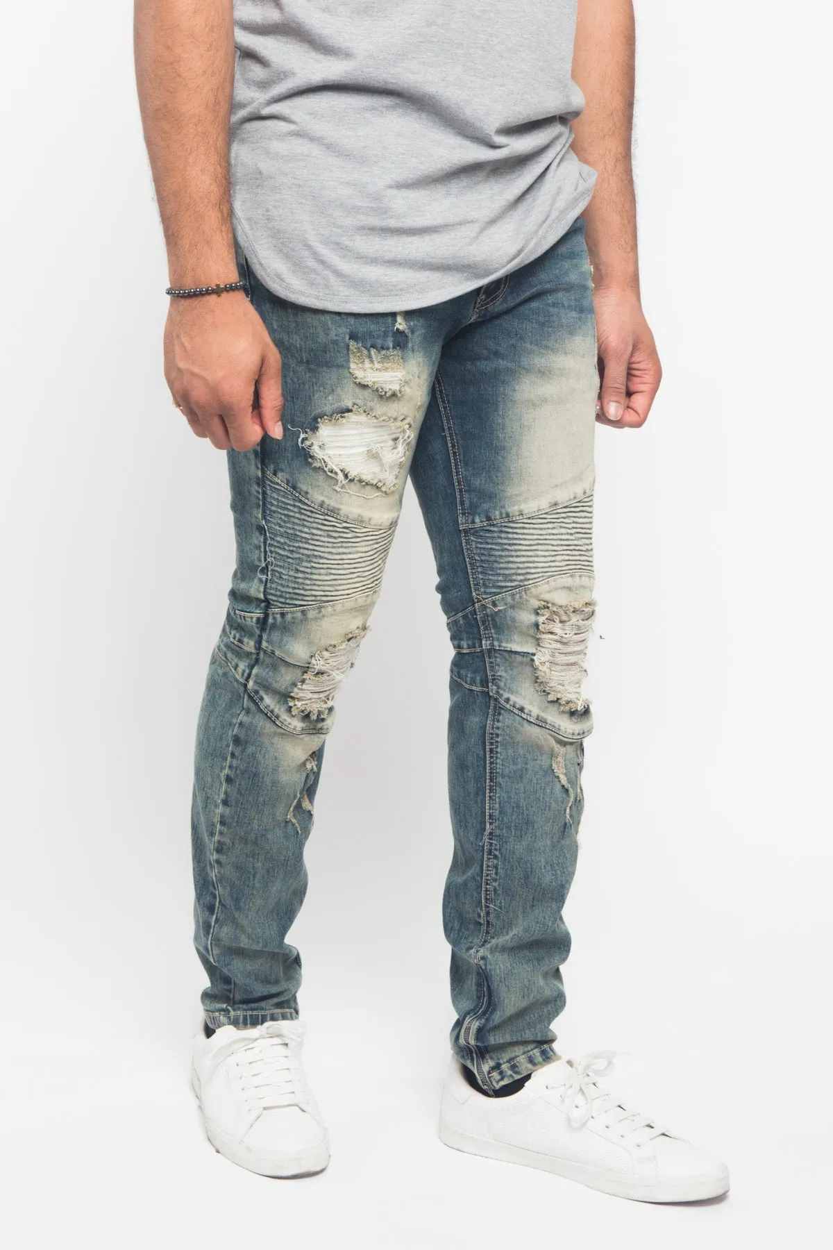 Distressed Scrunched Skinny Jeans