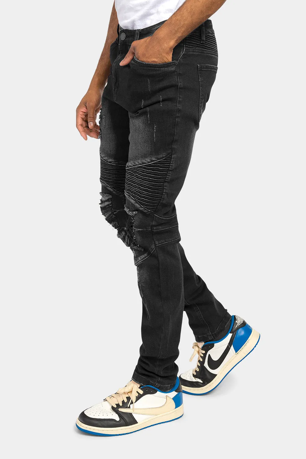 Distressed Scrunched Skinny Jeans