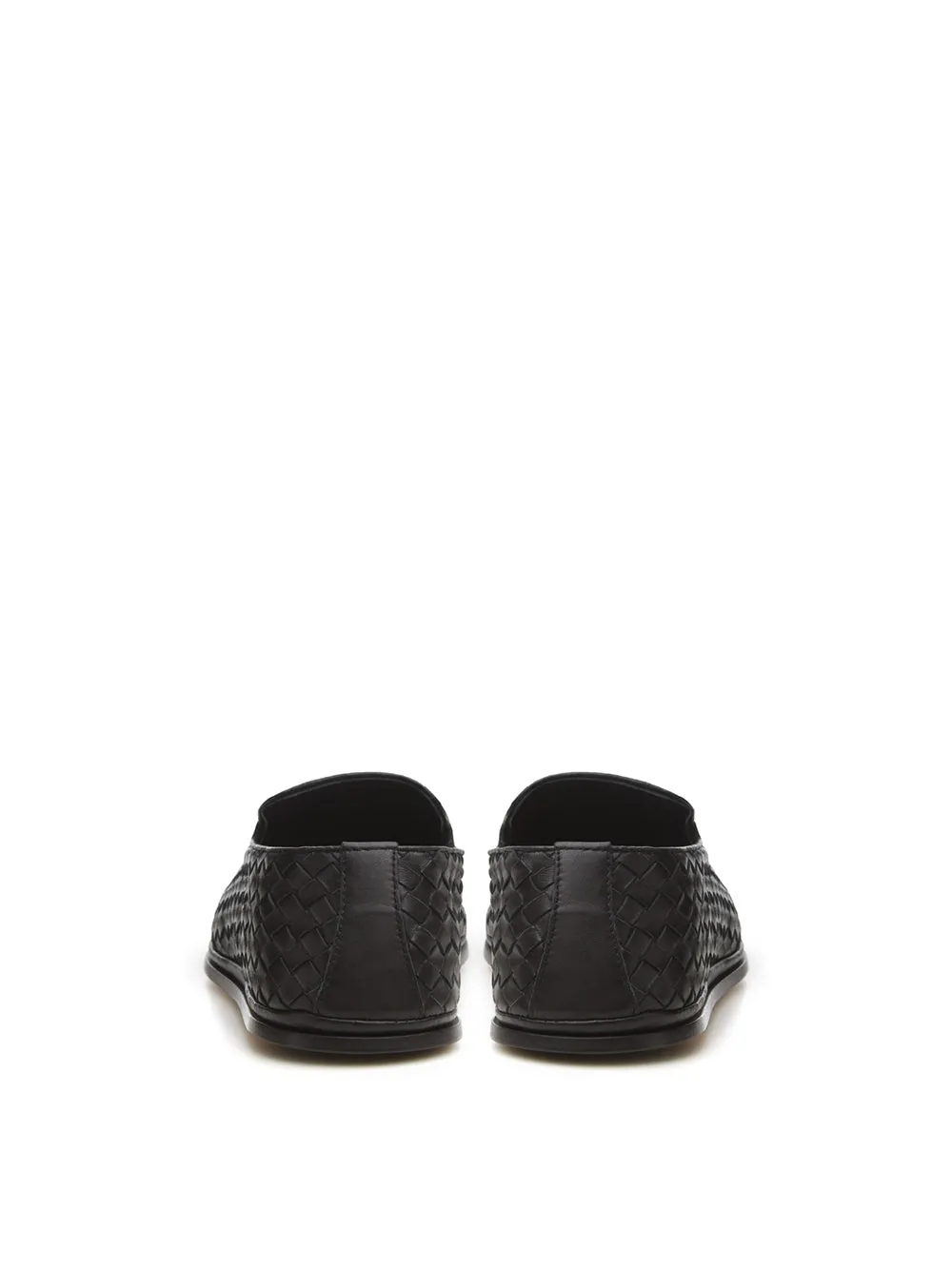 Elegant Black Leather Intreccio Slip-Ons