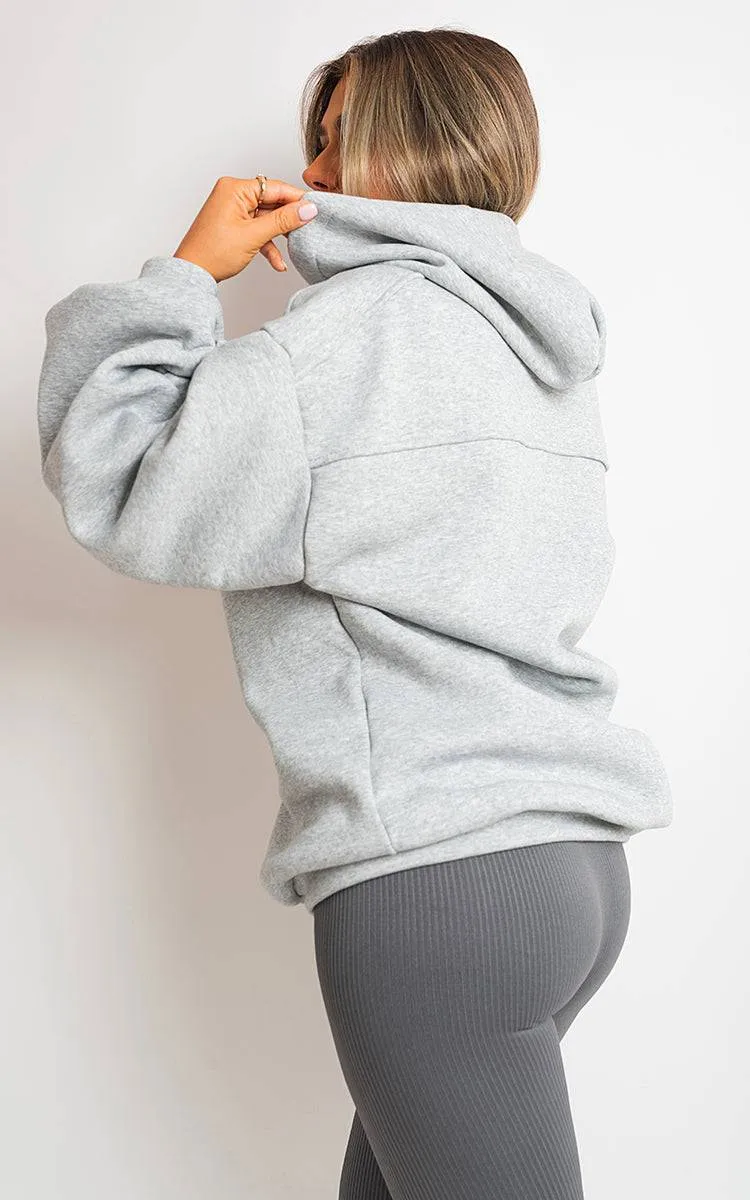 Fall Winter Oversized Ruched Sleeves Hoodie