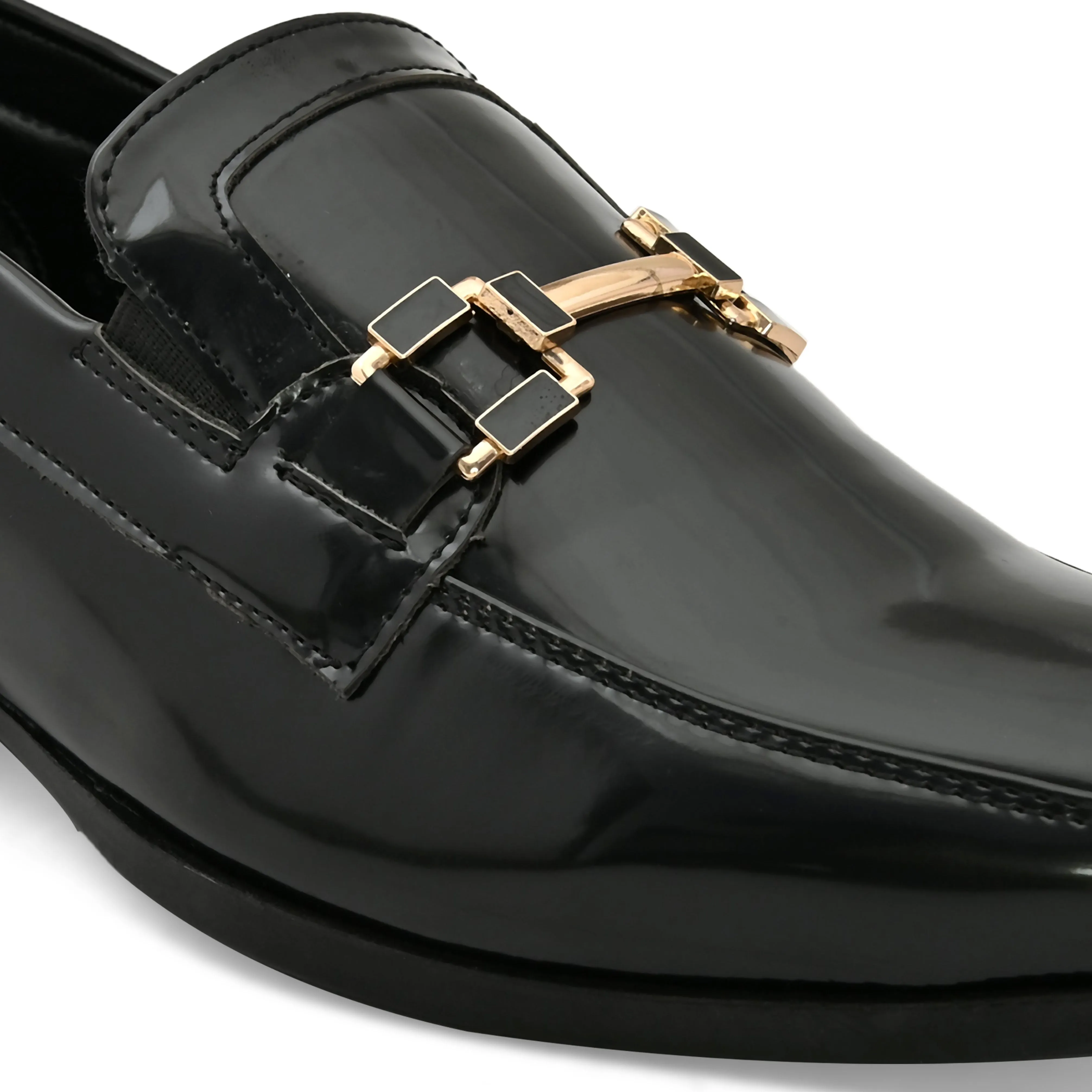 Flare Black Patent Slip-Ons