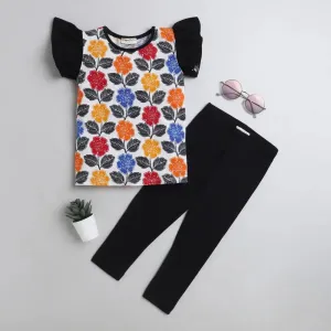 Floral with Frill Leggings Set