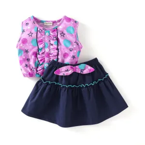 Frilled Starfish Bow Top and Skirt Set