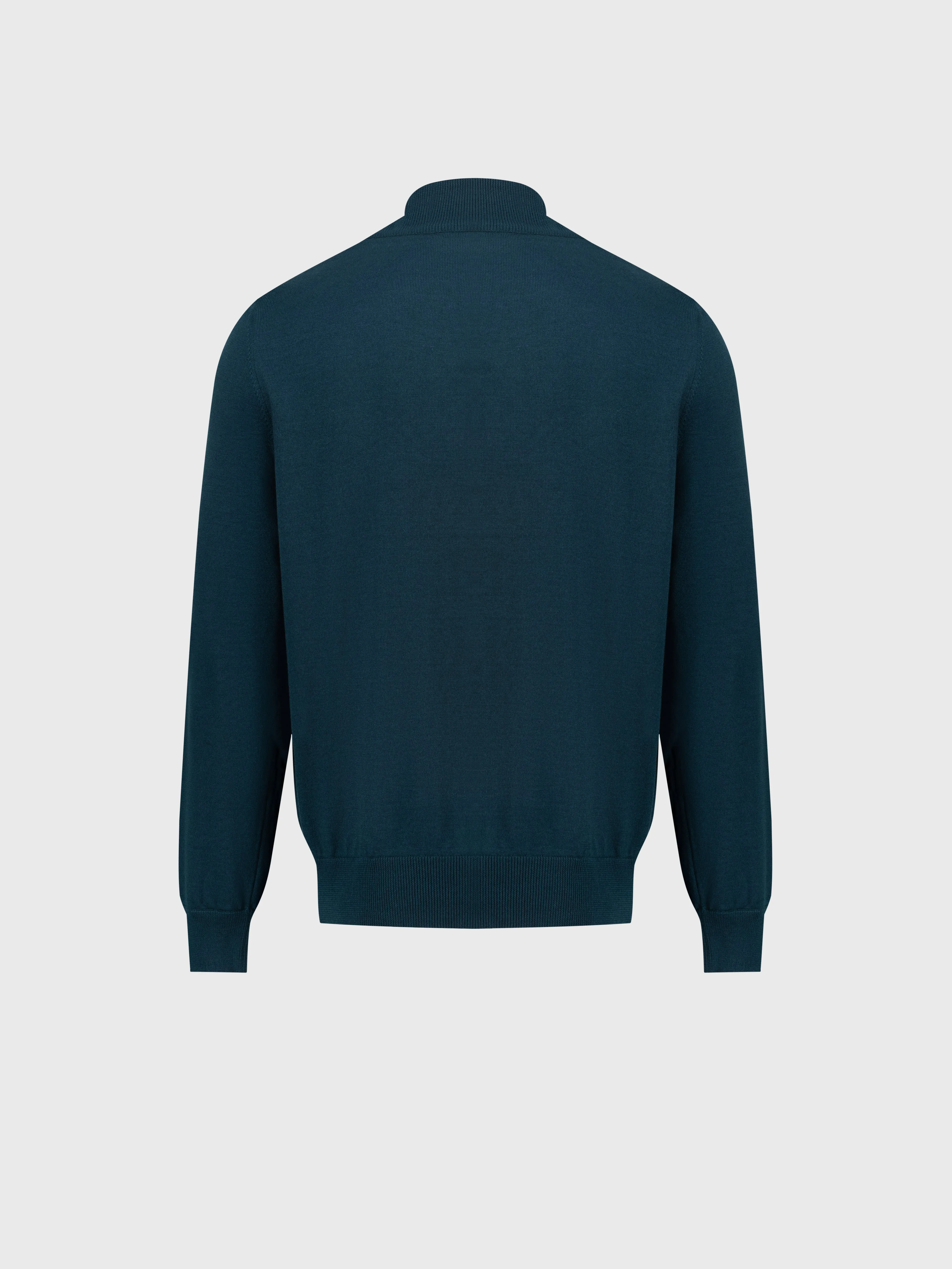 Full-Zip Sweater in Cashmere and Silk Crocodile Panel Dark Green