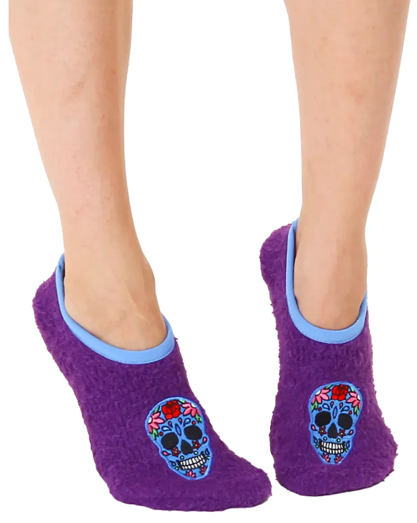 Fuzzy Slipper Suger Skull Socks