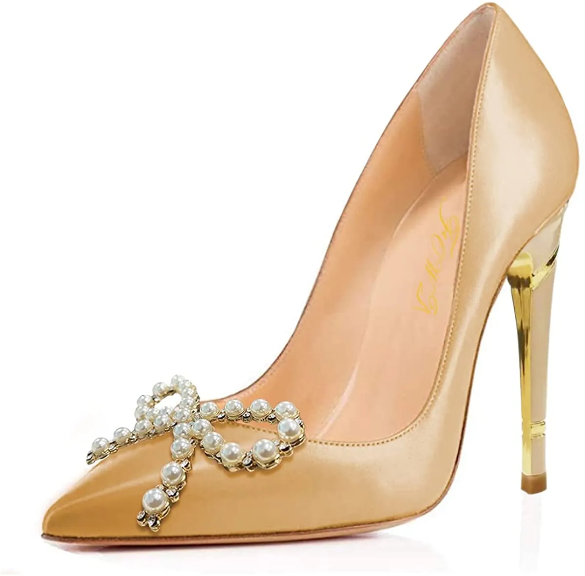 Golden Cap Toe Stiletto Classic Shoes