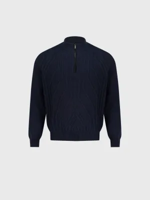 Half-Zip Mock Neck Cashmere Sweater Dark Navy