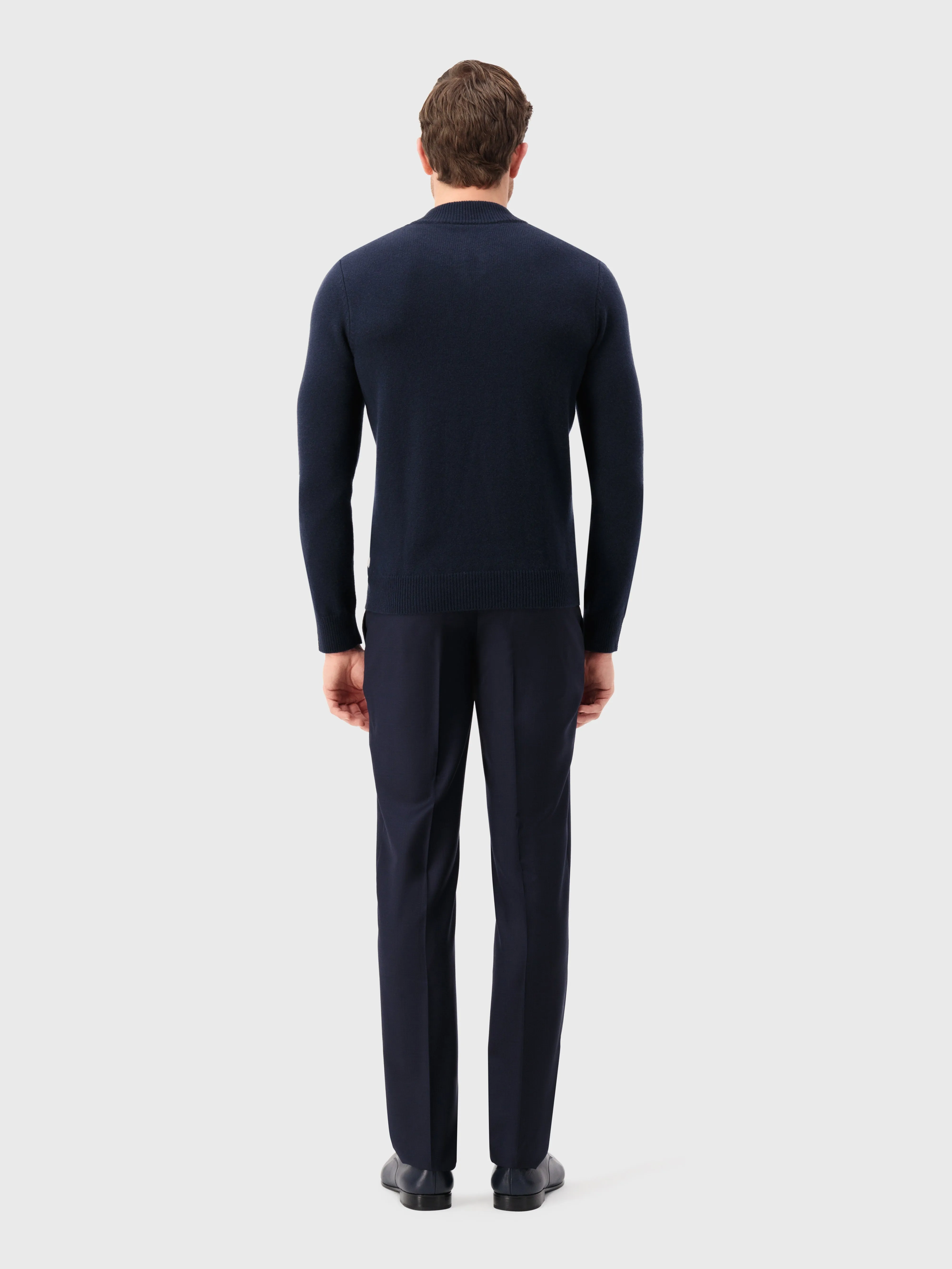 Half-Zip Mock Neck Cashmere Sweater Dark Navy