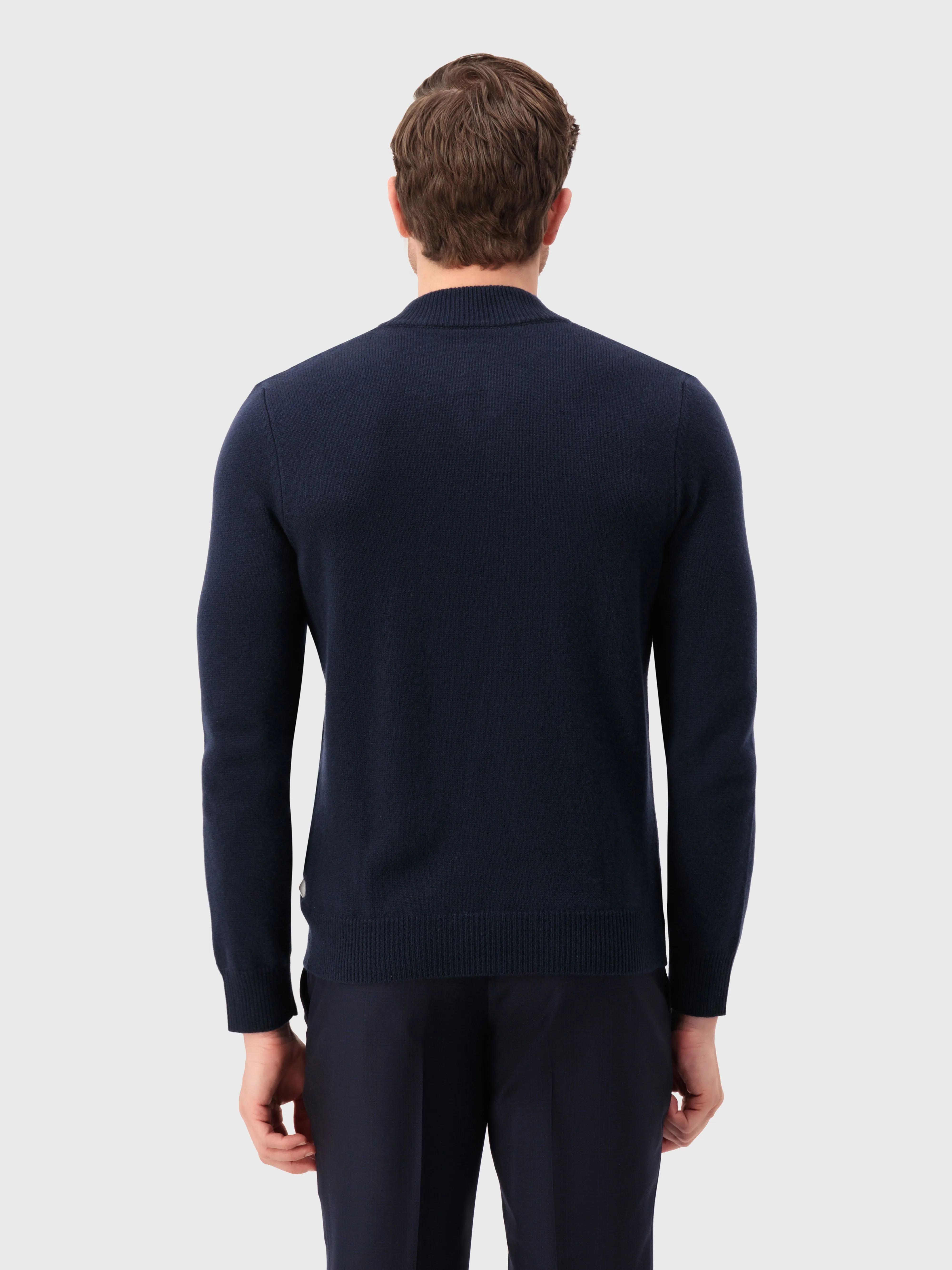 Half-Zip Mock Neck Cashmere Sweater Dark Navy