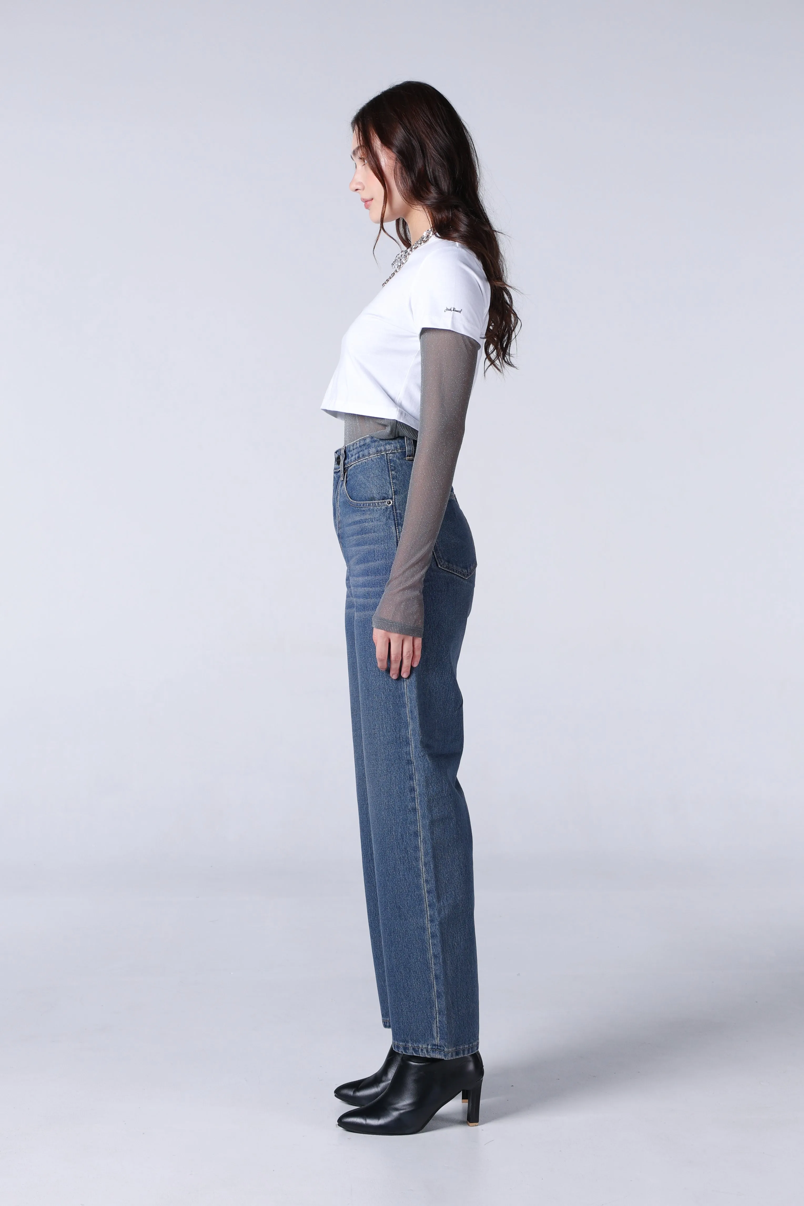 Jack Russel - Women Jeans - Klassik JF-115/DB Wide Leg Dark Blue High Waisted