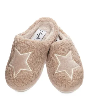 Kids' Embroidered Shaggy Star Non-Skid Slippers