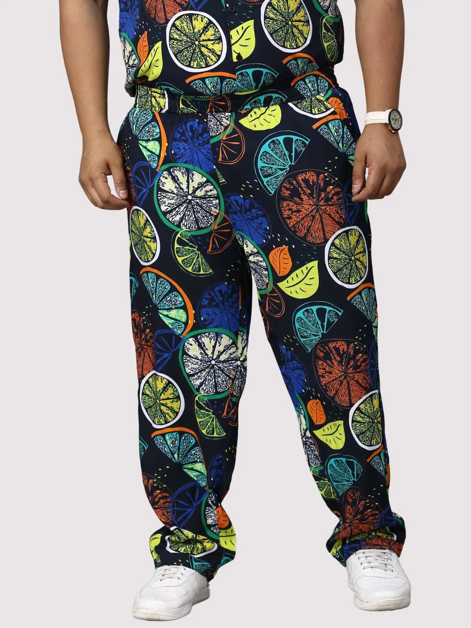 Lemon Burst Digital Printed Full Co-Ords Men's Plus Size