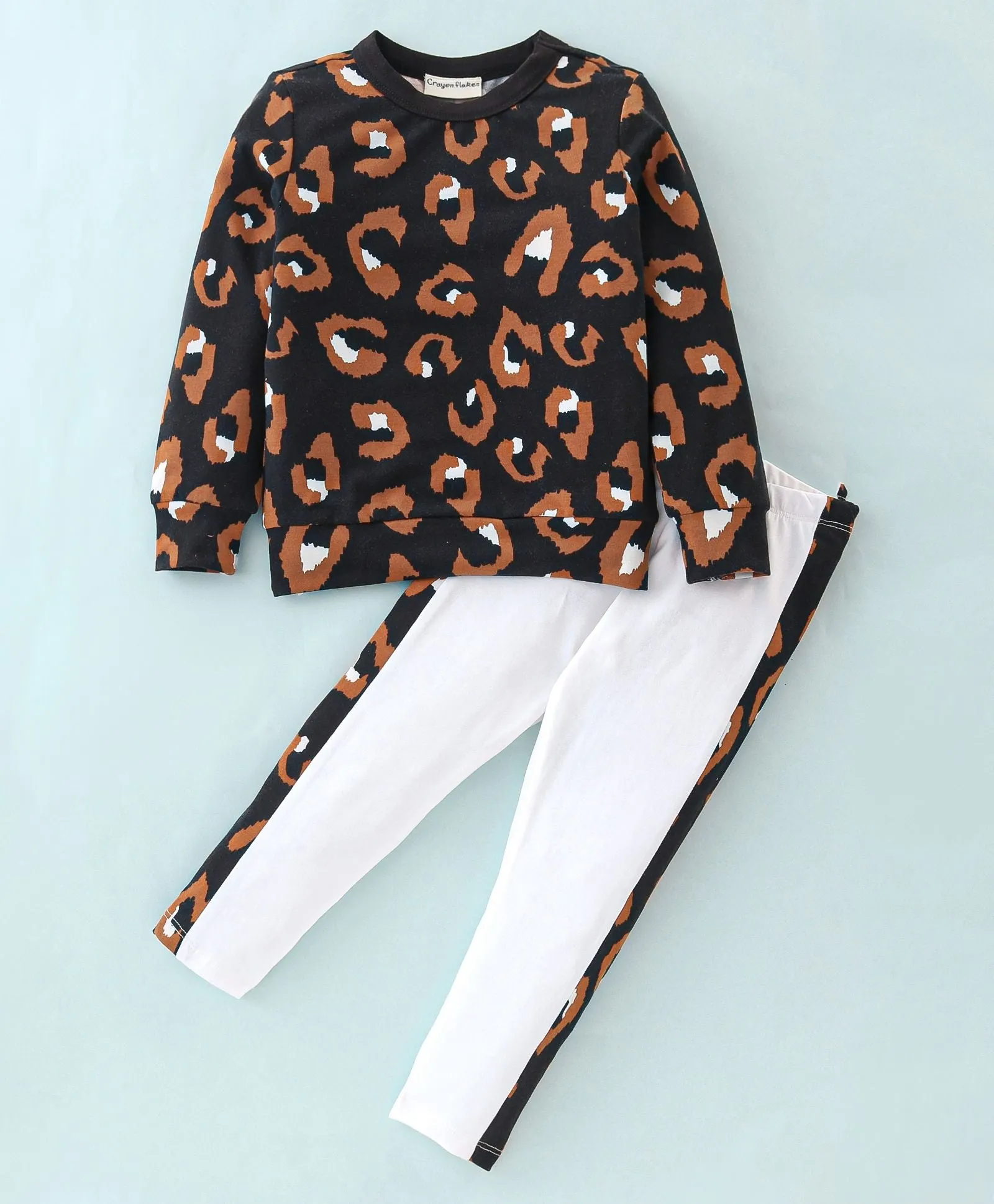 Leopard Printed Sweatshirt Leggings Set