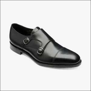 Loake Cannon Black Leather Buckle Monk Shoe--