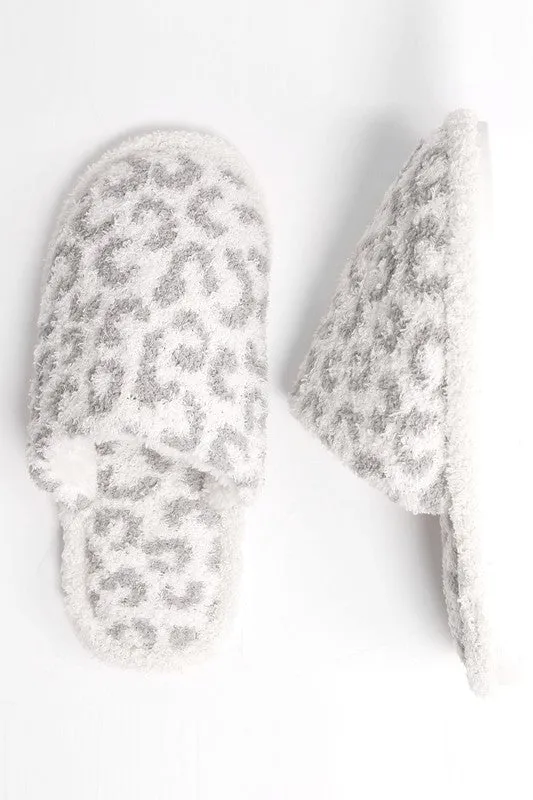 Luxe Microfiber Slippers (Grey Leopard)