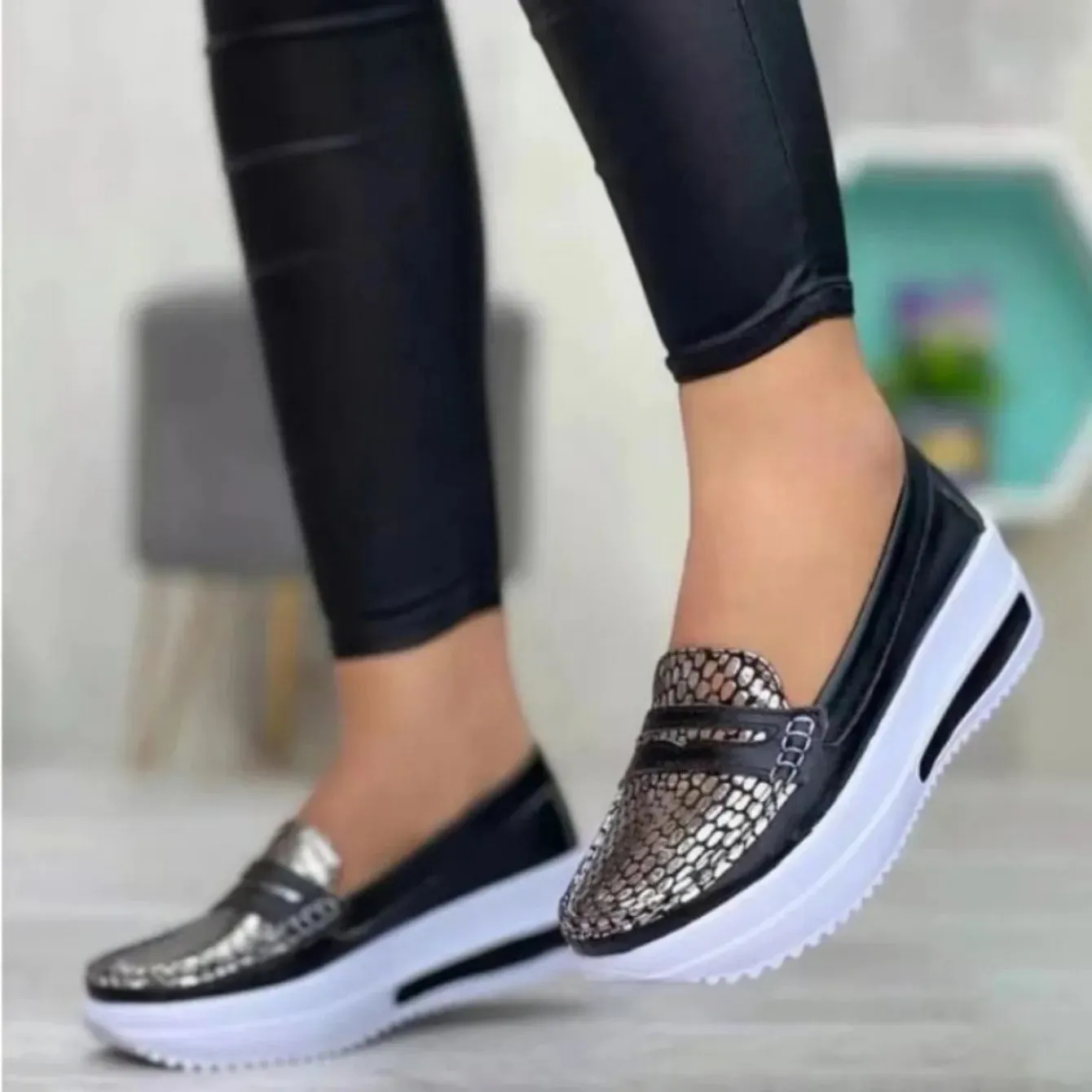 Luxury Women's Slip-On Wedge Sneakers – PU Leather Vulcanized Shoes | Lightweight Casual Platform Footwear