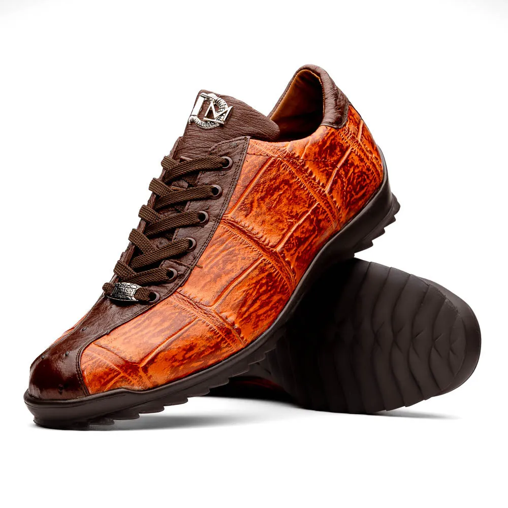 Marco Di Milano Saulo Alligator Ostrich and Rubber Brandy