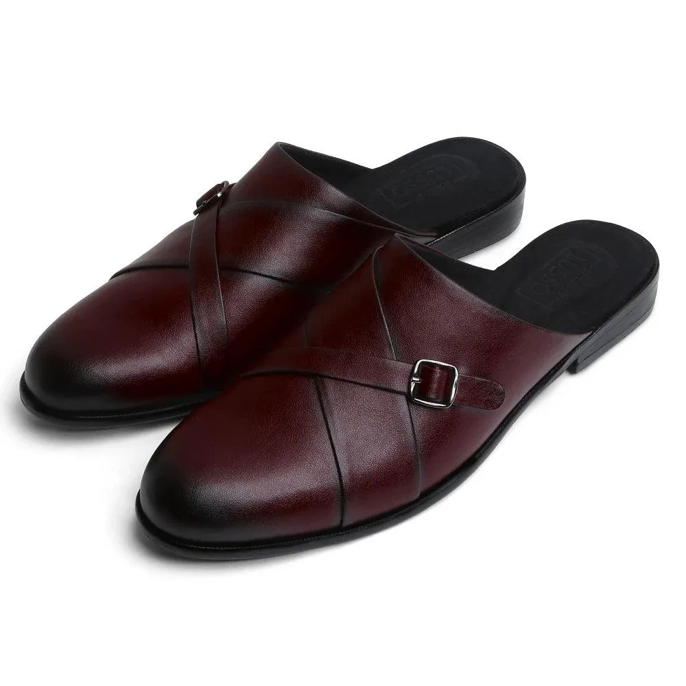 Mason - Maroon Single Monk Mules