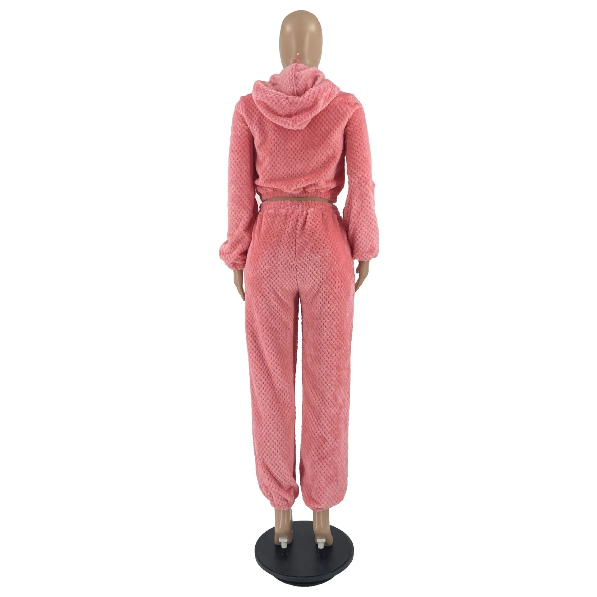 MB FASHION Cozy Plush Hoodie & High-Waisted Pants with Bikini Top Set 8264R