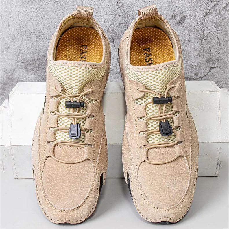 Men large rubber sole lacing light soft casual flats