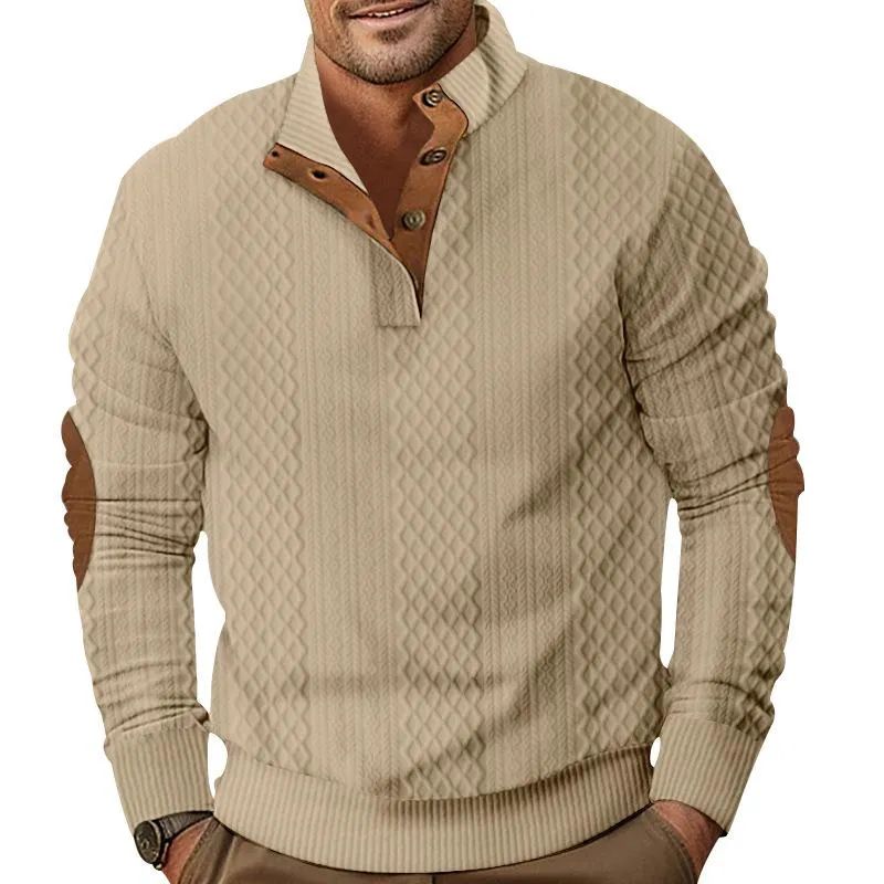 Men's Casual Color Block Jacquard Stand Collar Sweatshirt 64505085Y