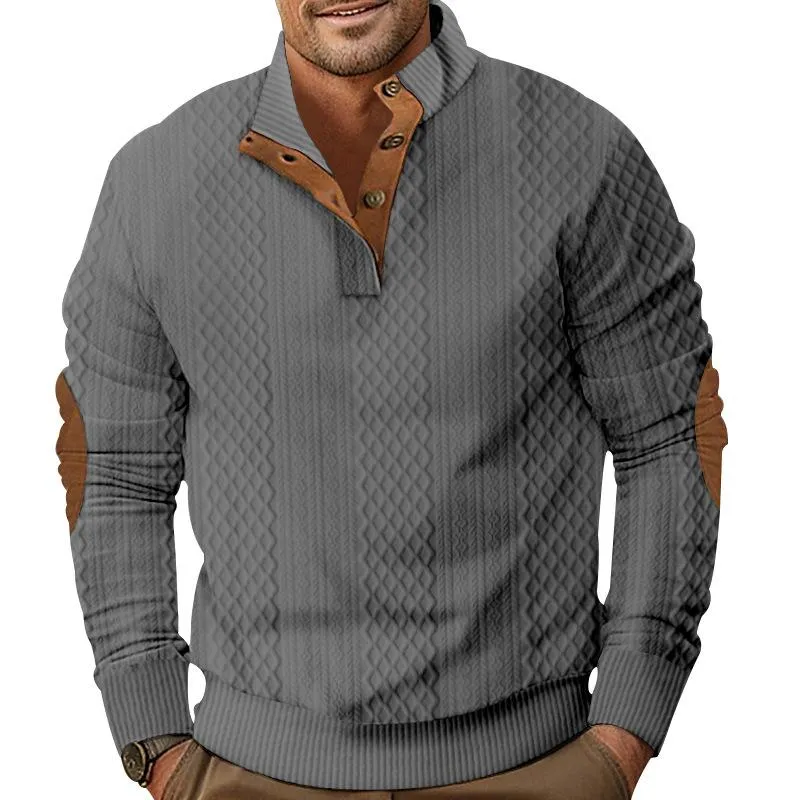 Men's Casual Color Block Jacquard Stand Collar Sweatshirt 64505085Y