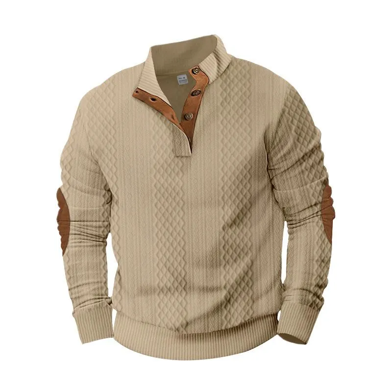 Men's Casual Color Block Jacquard Stand Collar Sweatshirt 64505085Y