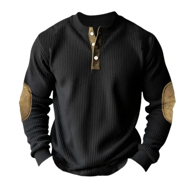 Men's Casual Colorblock Henley Collar Long Sleeve Sweatshirt 97391370Y