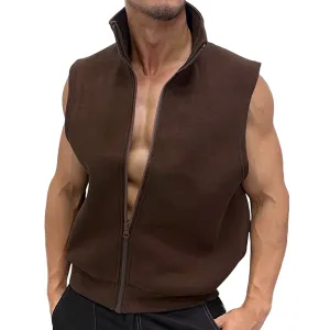 Men's Fashion Casual Solid Color Lapel Vest 43426064Y