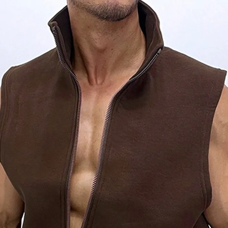 Men's Fashion Casual Solid Color Lapel Vest 43426064Y