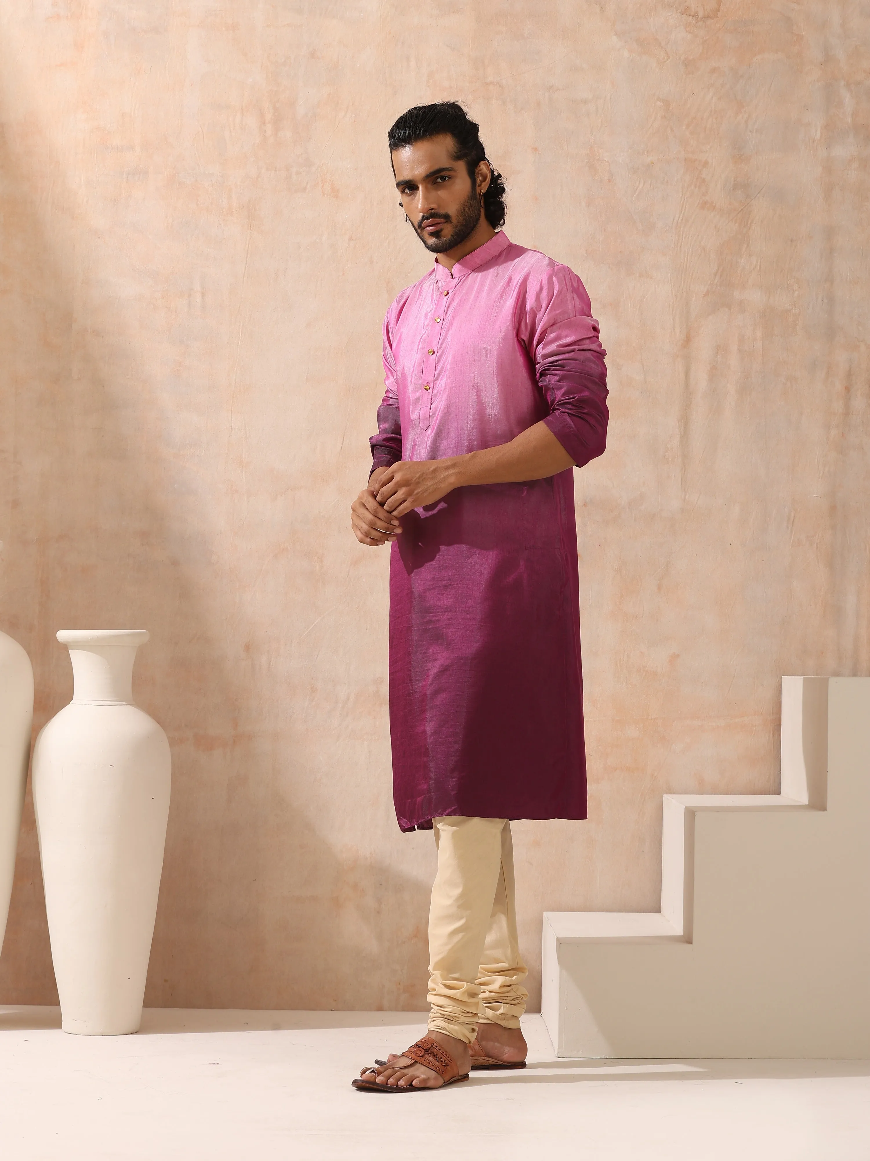 Mens Ombre Shades of Pink Kurta