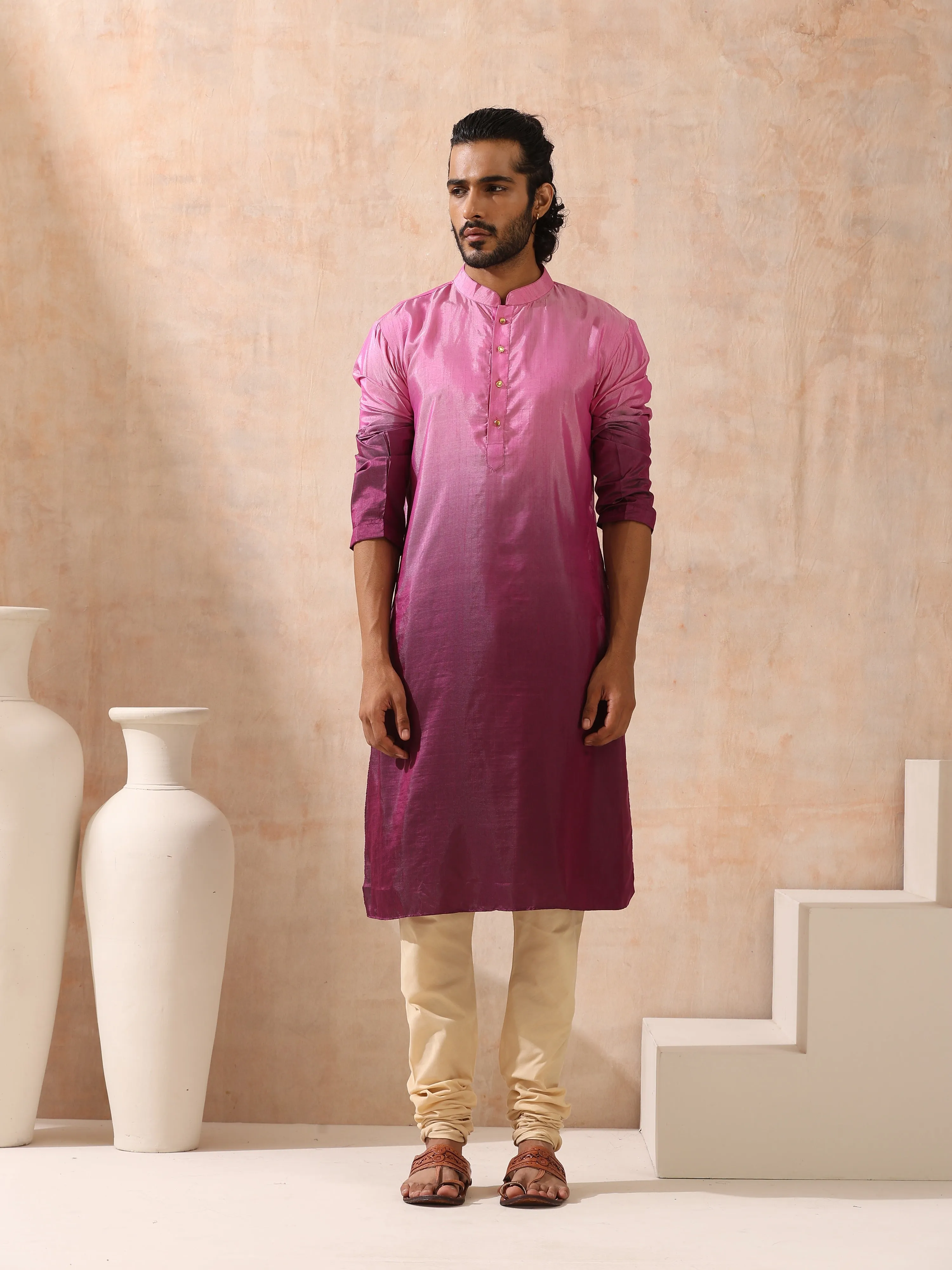 Mens Ombre Shades of Pink Kurta