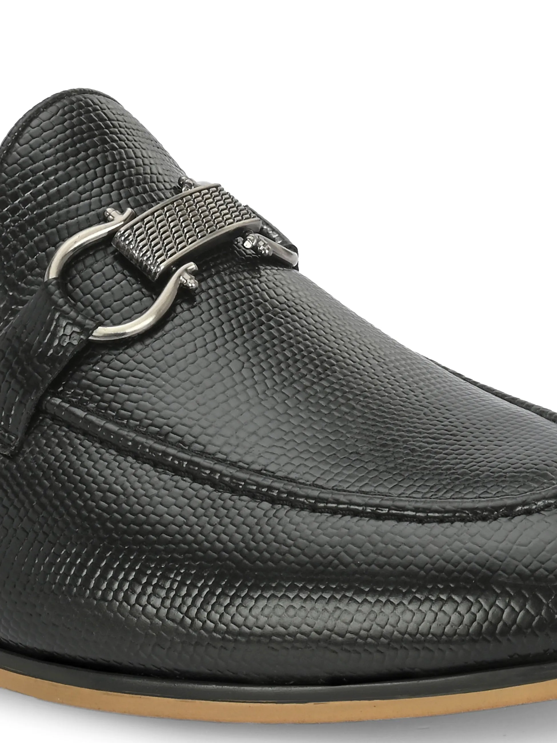 Nicobar Black Textured Slip-Ons