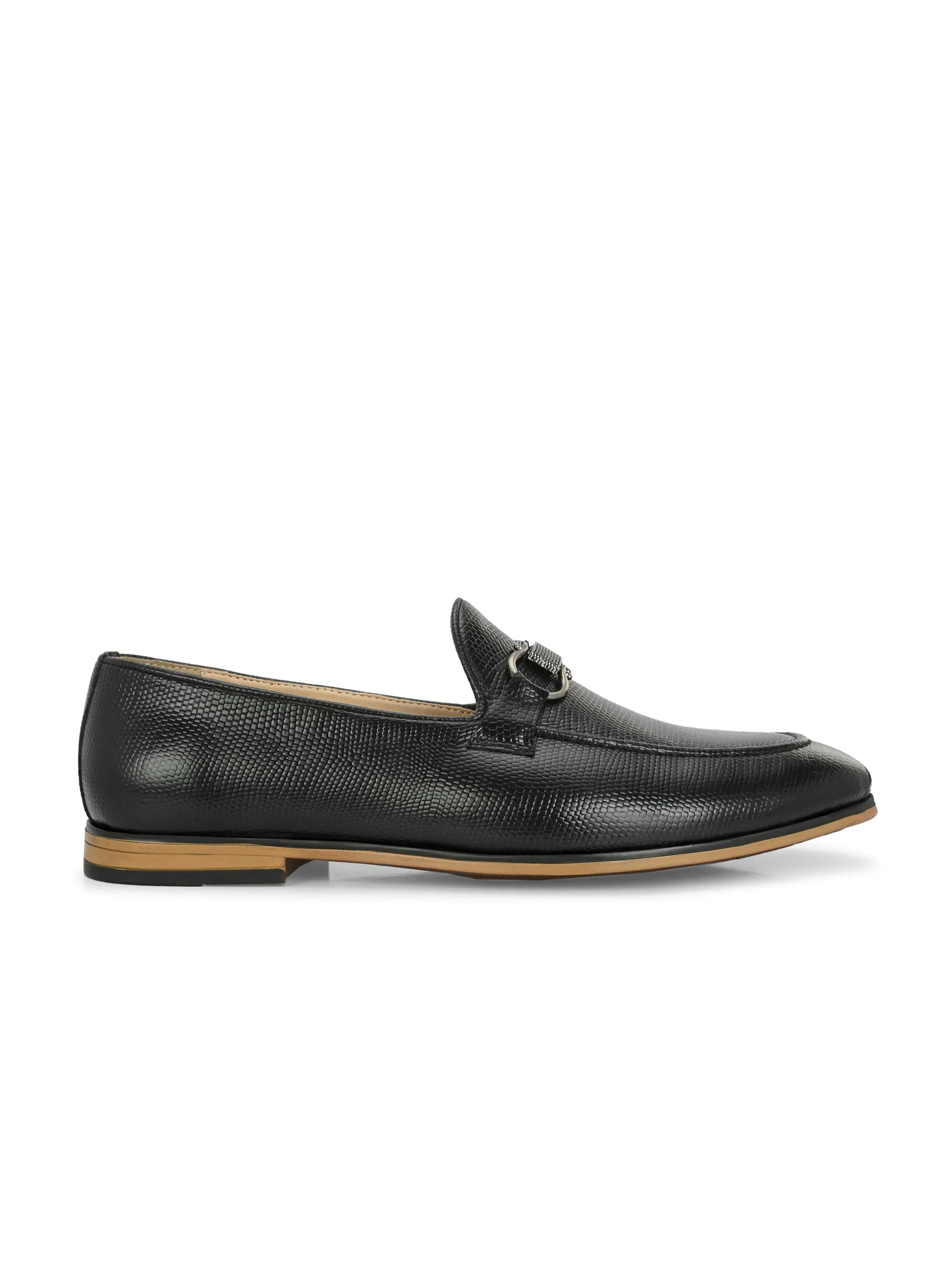 Nicobar Black Textured Slip-Ons