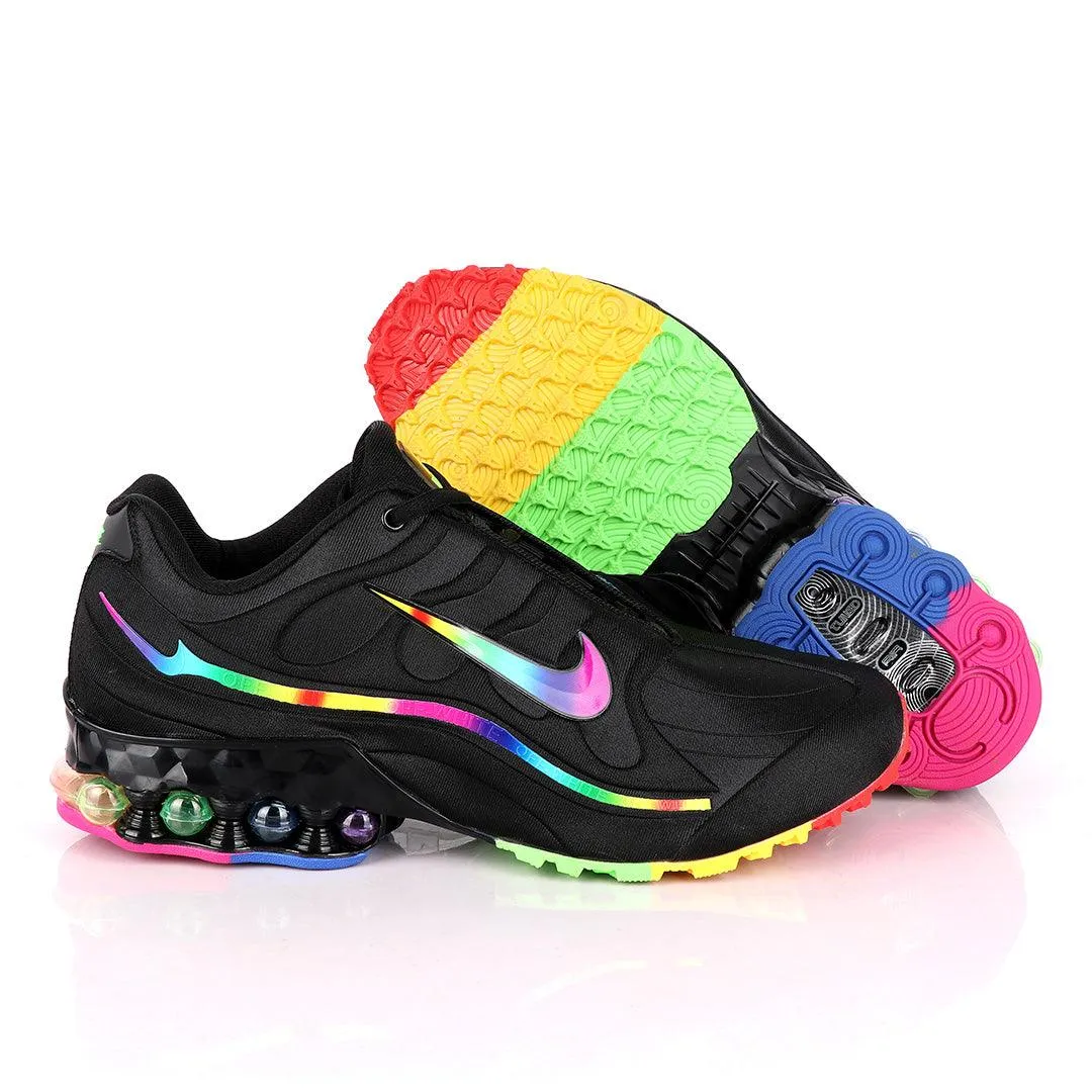 NK Max Off-White Black Sneakers With Multi-color Sole And Logo